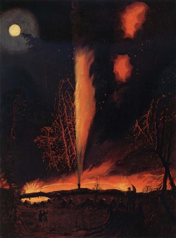 James Hamilton Burning Oil Well at Night